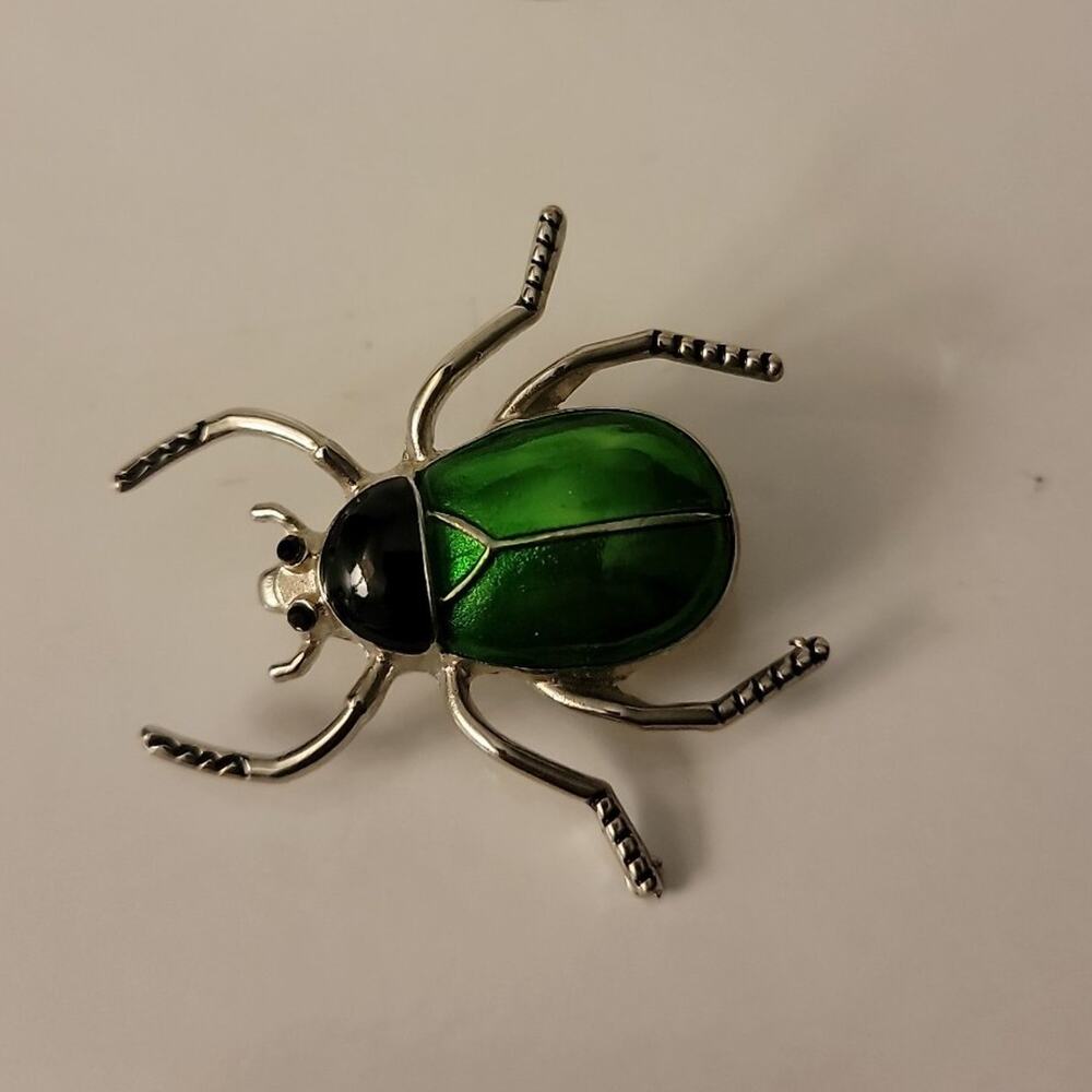 Green Beetle Brooch - Costume jewelry  - Great for Halloween Make offer